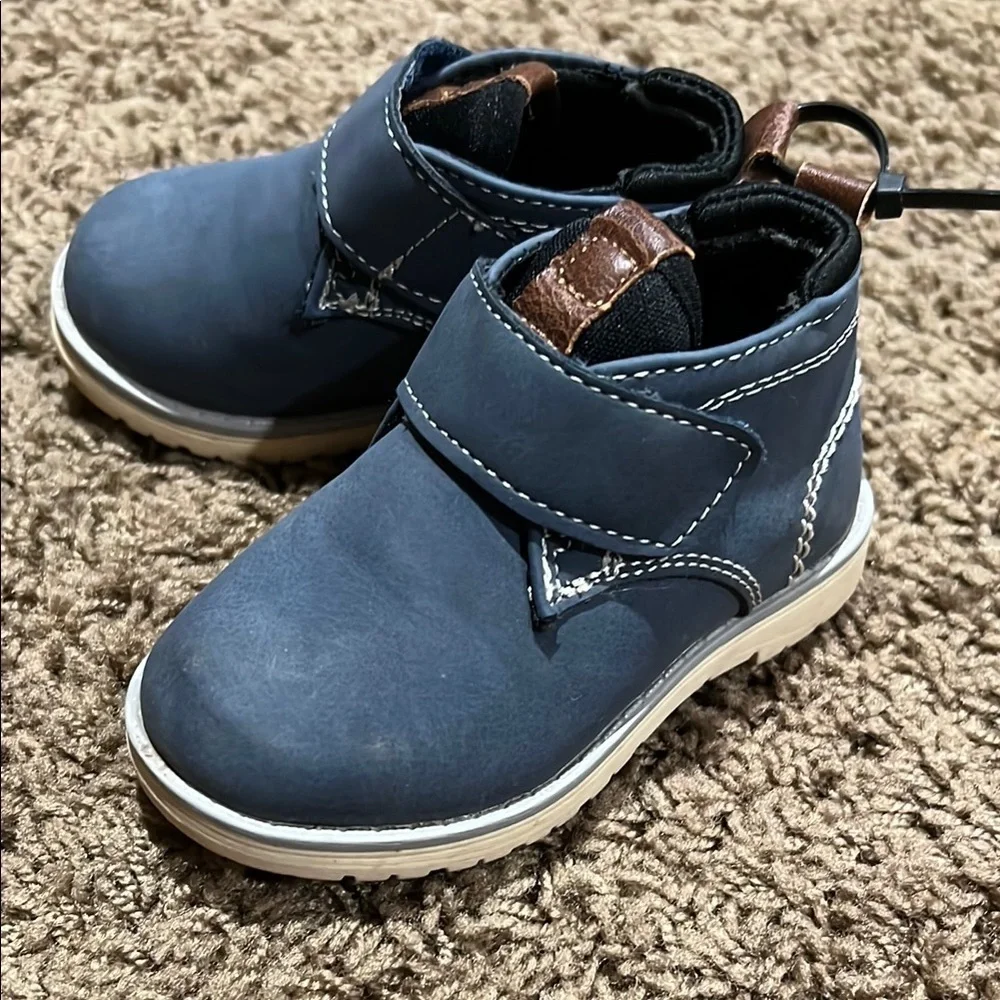 Blue Casual Boots with Velcro Closure and Soft Material